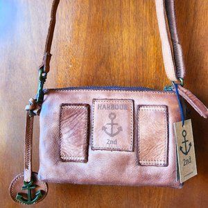 *NEW* European Harbour 2nd Genuine Leather Luna Crossbody Belt Bag Cognac